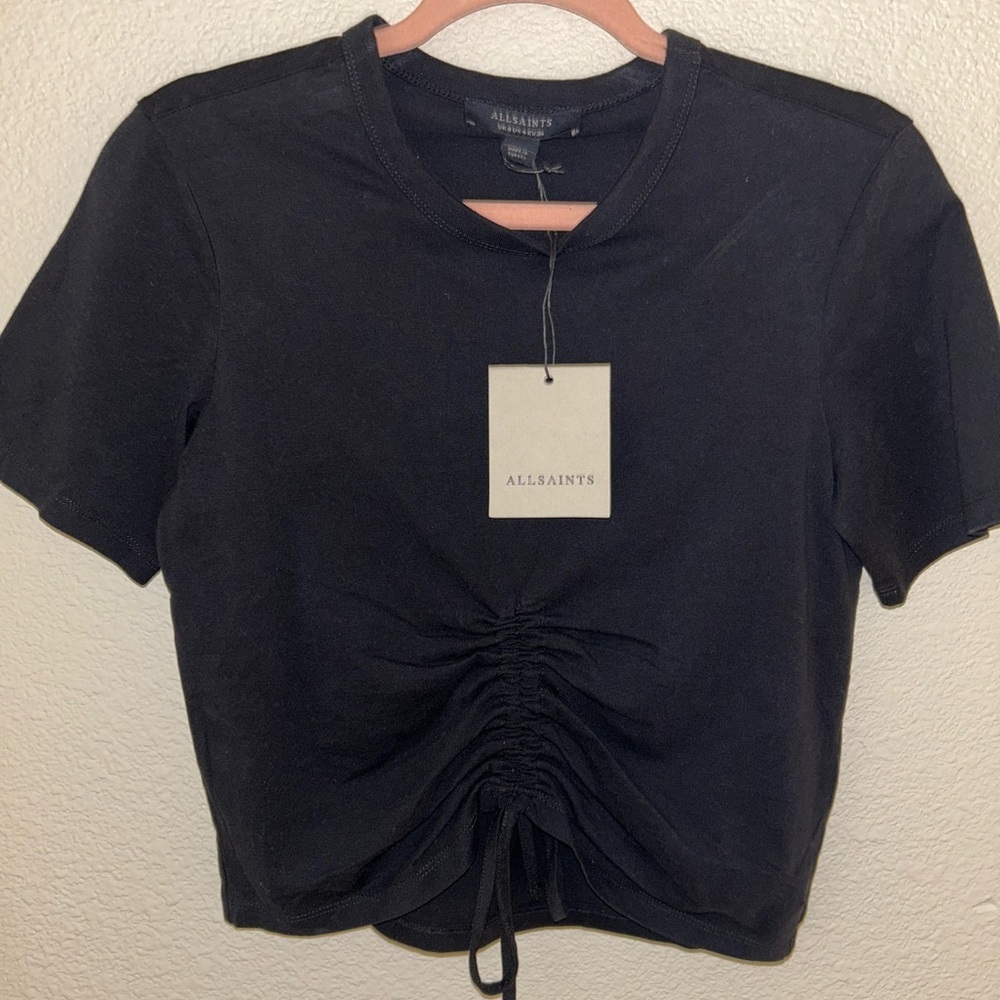 All Saints Black Ruched Women's Top